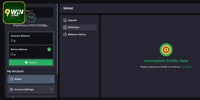 Hướng dẫn các bước rút tiền 9win