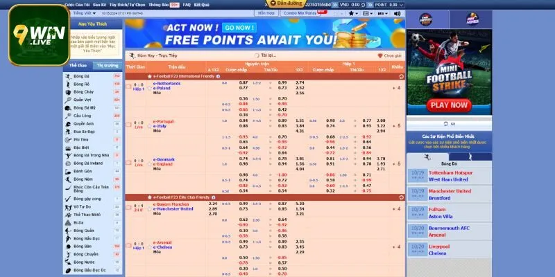 Cập nhật nhà phát hành Thể Thao tại nhà cái 9WIN